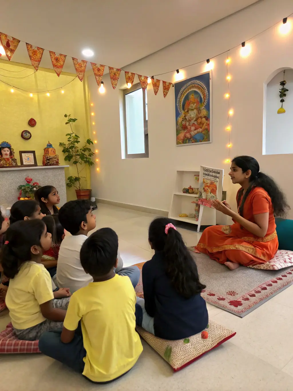 A photo of children participating in a storytelling session during a cultural event organized by COMITE DES FETES, highlighting the organization's commitment to education and entertainment.